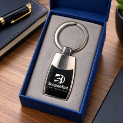 Curved Rectangular Metal Keychain (SF302) - (Minimum Order 50 Pcs)
