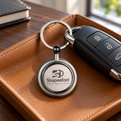 Premium Round Silver Metal Keychain (SF313) - (Minimum Order 50 Pcs)