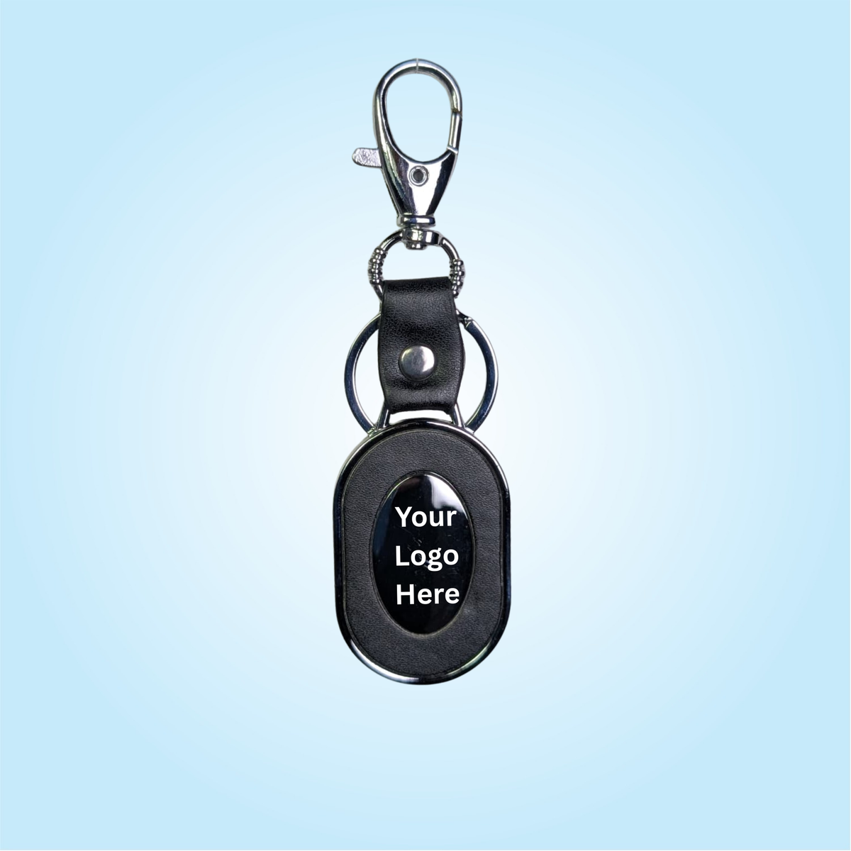 Black Oval Keychain with Hook (SF349)