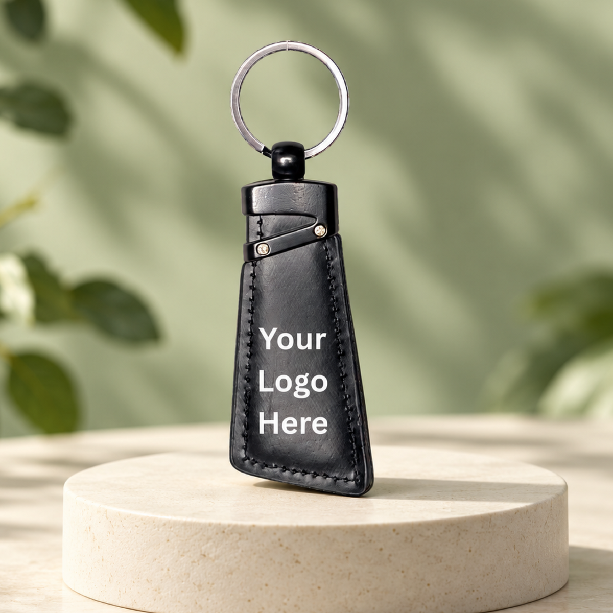Black Leather Keychain (SF315) (Minimum Order 50 Pcs)
