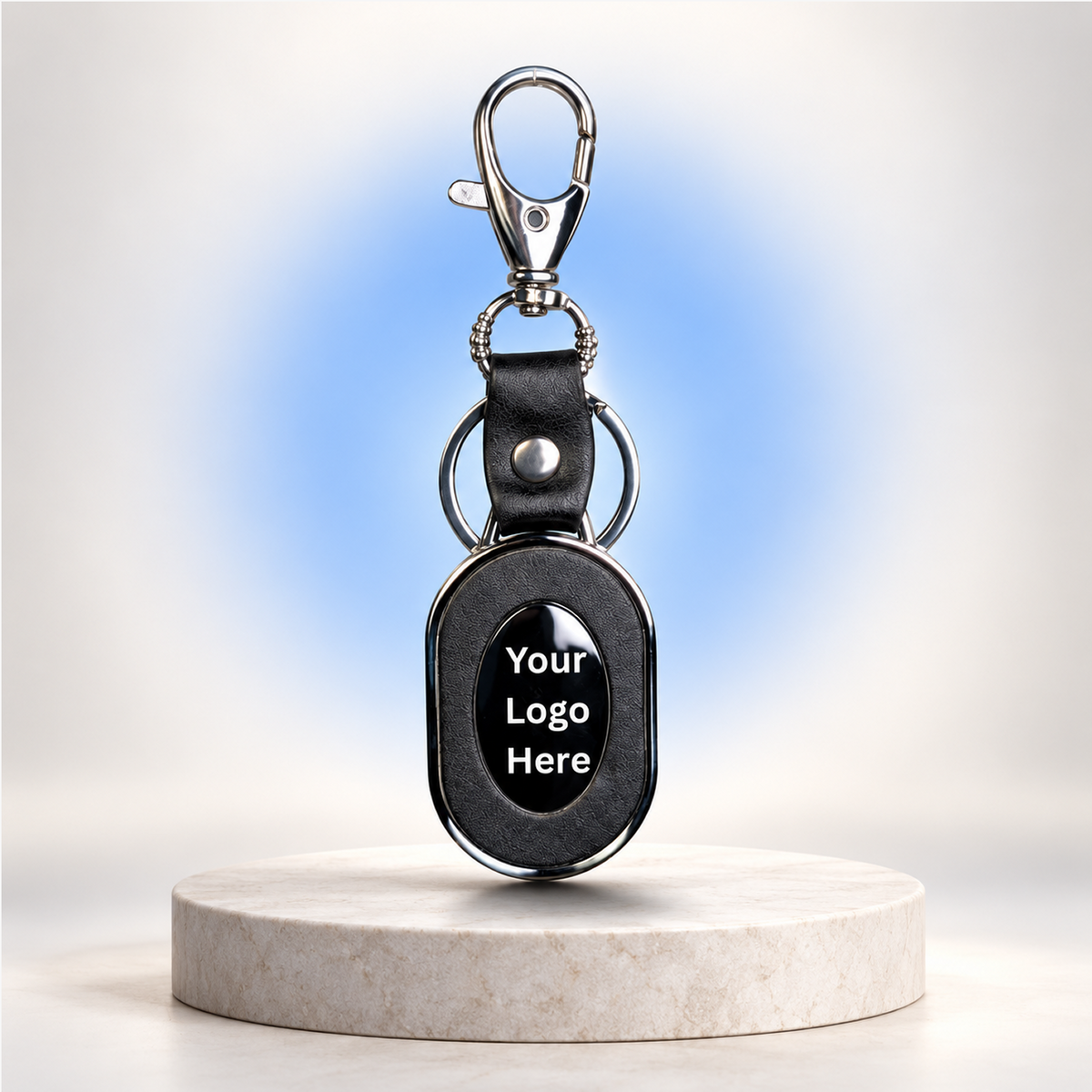 Black Oval Keychain with Hook (SF307) (Minimum Order 50 Pcs)