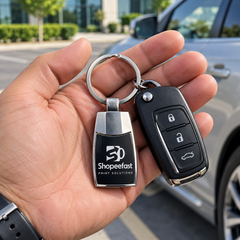 Curved Rectangular Metal Keychain (SF302) - (Minimum Order 50 Pcs)