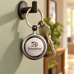 Premium Round Silver Metal Keychain (SF313) - (Minimum Order 50 Pcs)