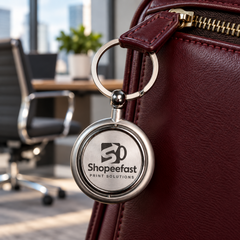 Premium Round Silver Metal Keychain (SF313) - (Minimum Order 50 Pcs)