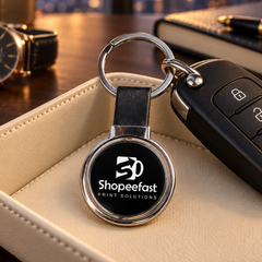 Premium Silver Metal & Leather Keychain (SF325) - (Minimum Order 50 Pcs)