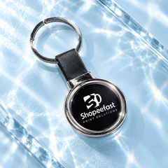 Premium Silver Metal & Leather Keychain (SF325) - (Minimum Order 50 Pcs)