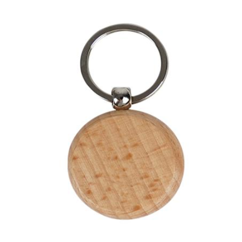 Wooden Laser Keychain Round