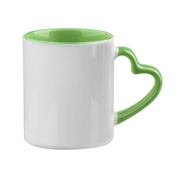 Sublimation Heart Handle Mug Inner Green