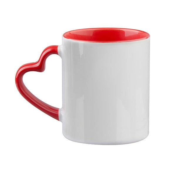 Sublimation Heart Handle Mug Inner Red