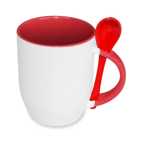 Sublimation Mug Inner Red With Spoon