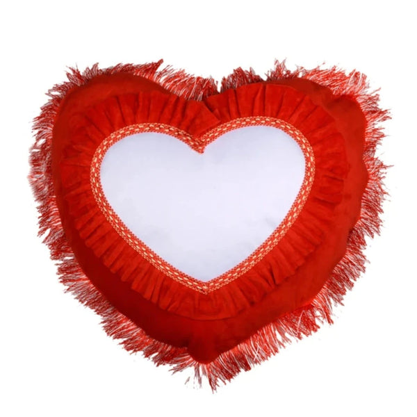 Velvet Sublimation Cushion Heart Shape Red