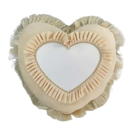 Imported Velvet Cushion Heart Shape Beige