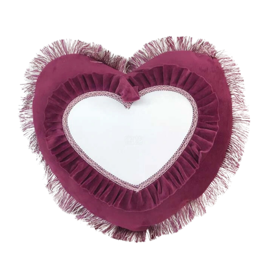 Imported Velvet Sublimation Cushion Heart Shape Purple