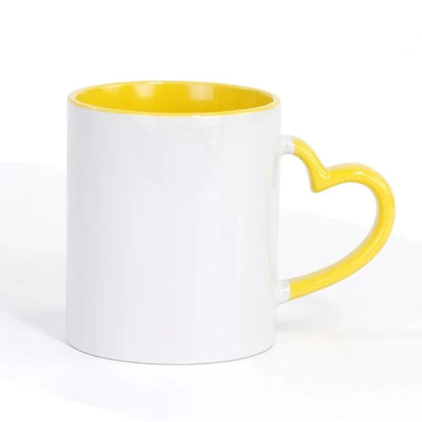 Sublimation Heart Handle Mug Inner Yellow